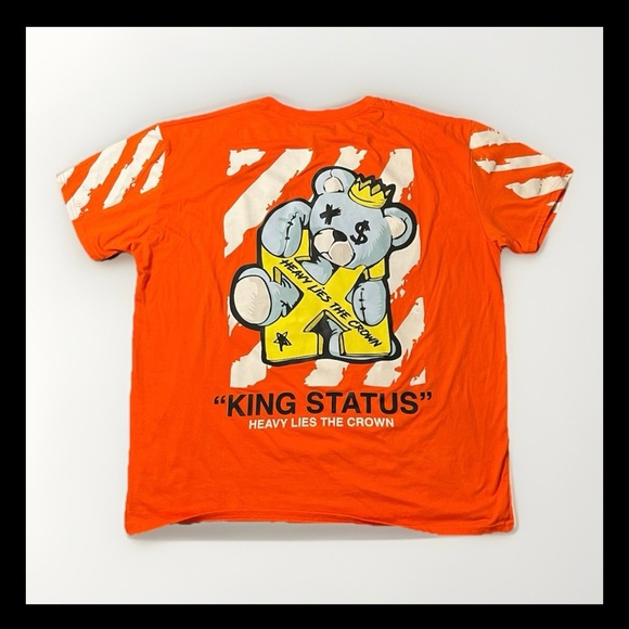 GSTR “King Status” Crown Bear Tee 3XL Orange Graphic Streetwear - Picture 3 of 8